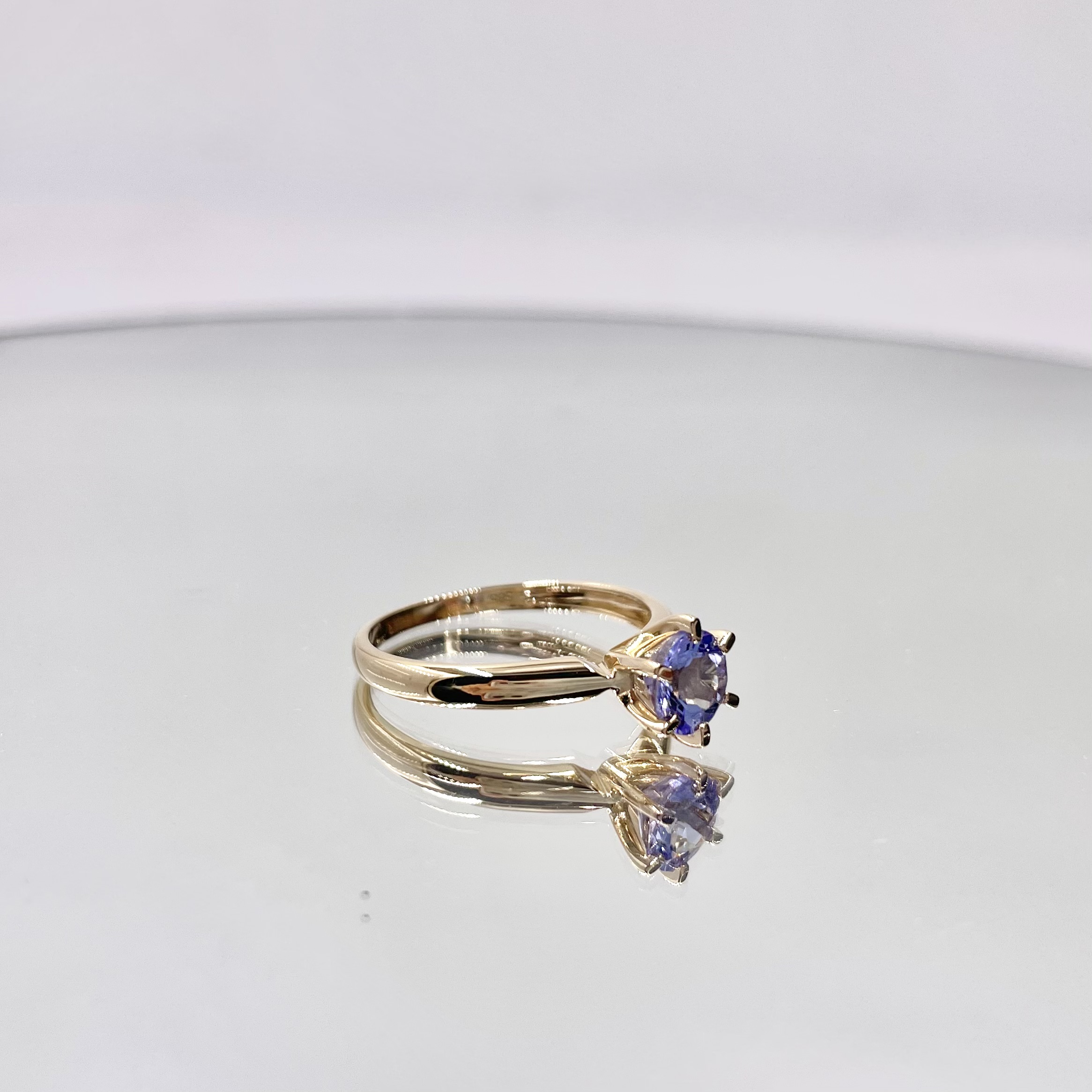 0.8ct 6.0mm Round Cut Natural Tanzanite Six Claw Wedding Ring in 14k Solid Yellow Gold with Gemstone-3