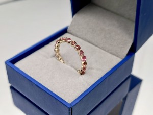 2.5mm Natural Gemstones 14K Yellow Gold Ring Pink Tourmaline Rings Pink 1(4)
