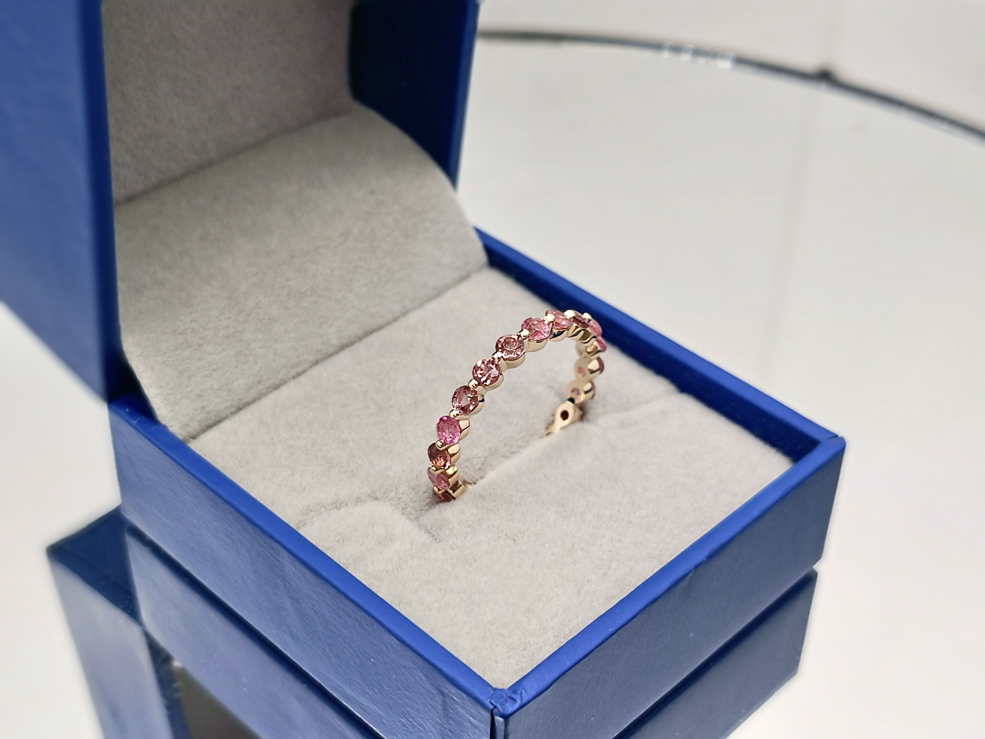 2.5mm Natural Gemstones 14K Yellow Gold Ring Pink Tourmaline Rings Pink 1 Dark Pink (5)