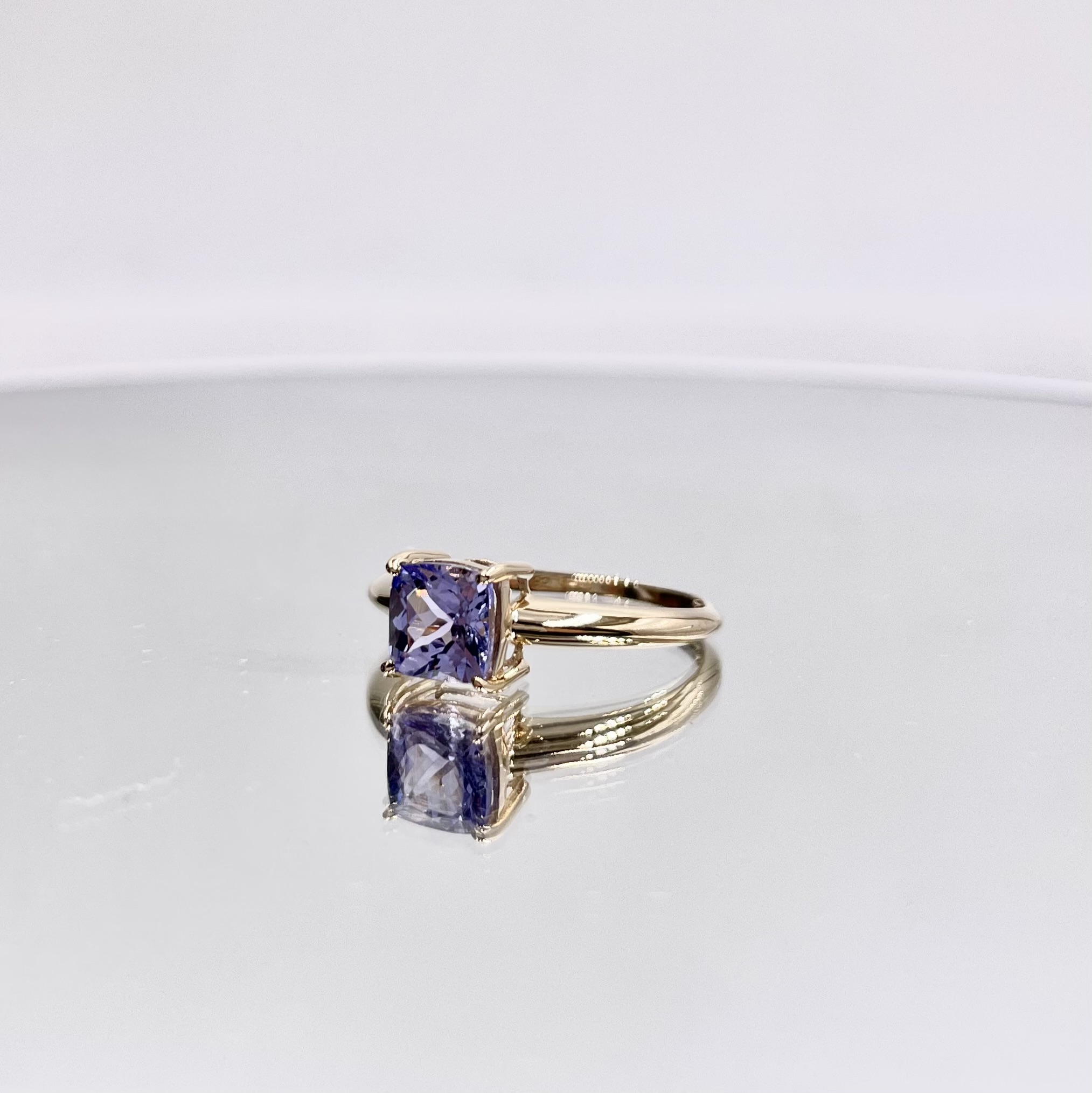 1ct Cushion Cut Tanzanite 6.0x6.0mm Yellow Gold Ring for Women Wedding Party Engagement-2