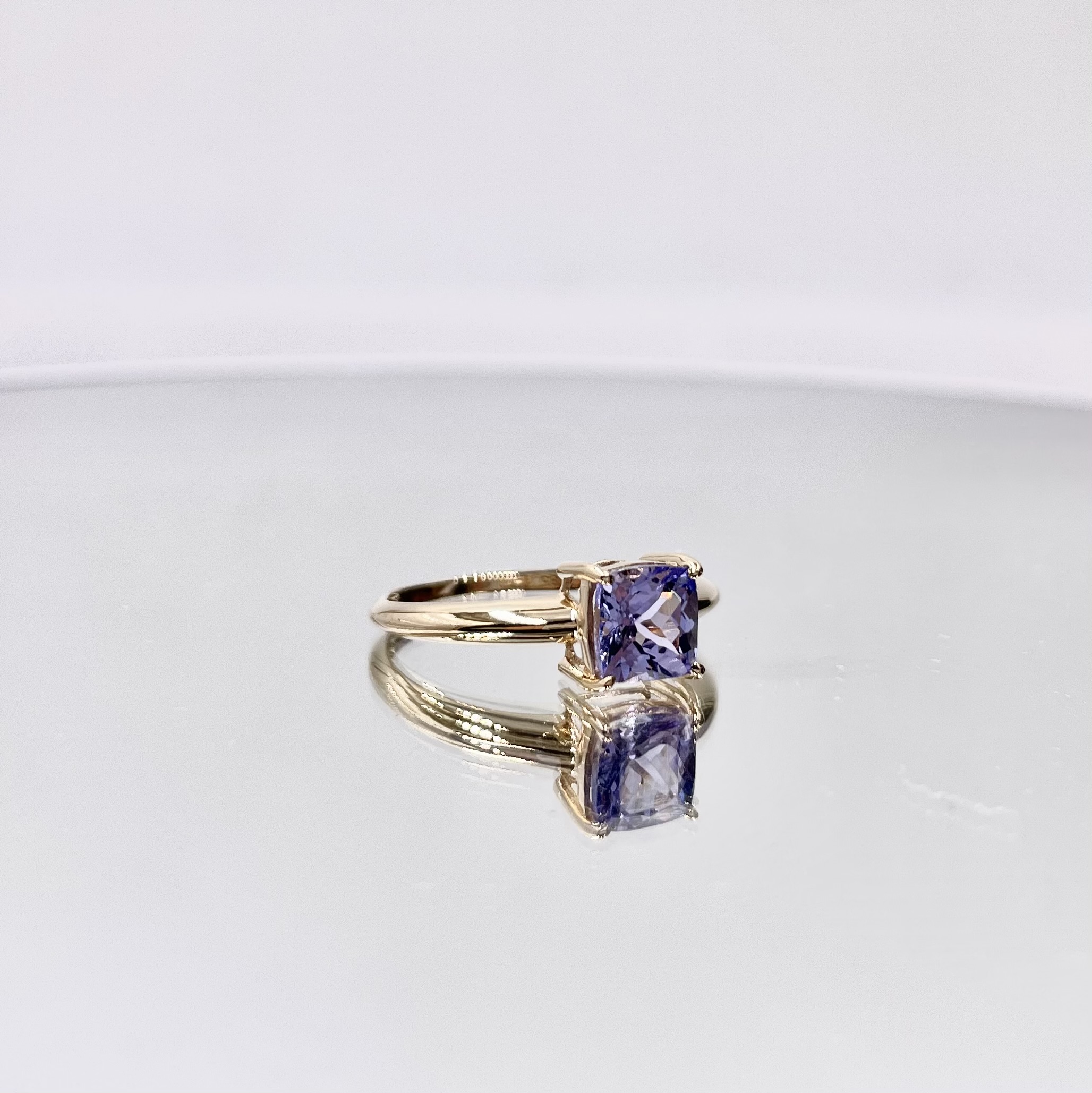 1ct Cushion Cut Tanzanite 6.0x6.0mm Yellow Gold Ring for Women Wedding Party Engagement-3
