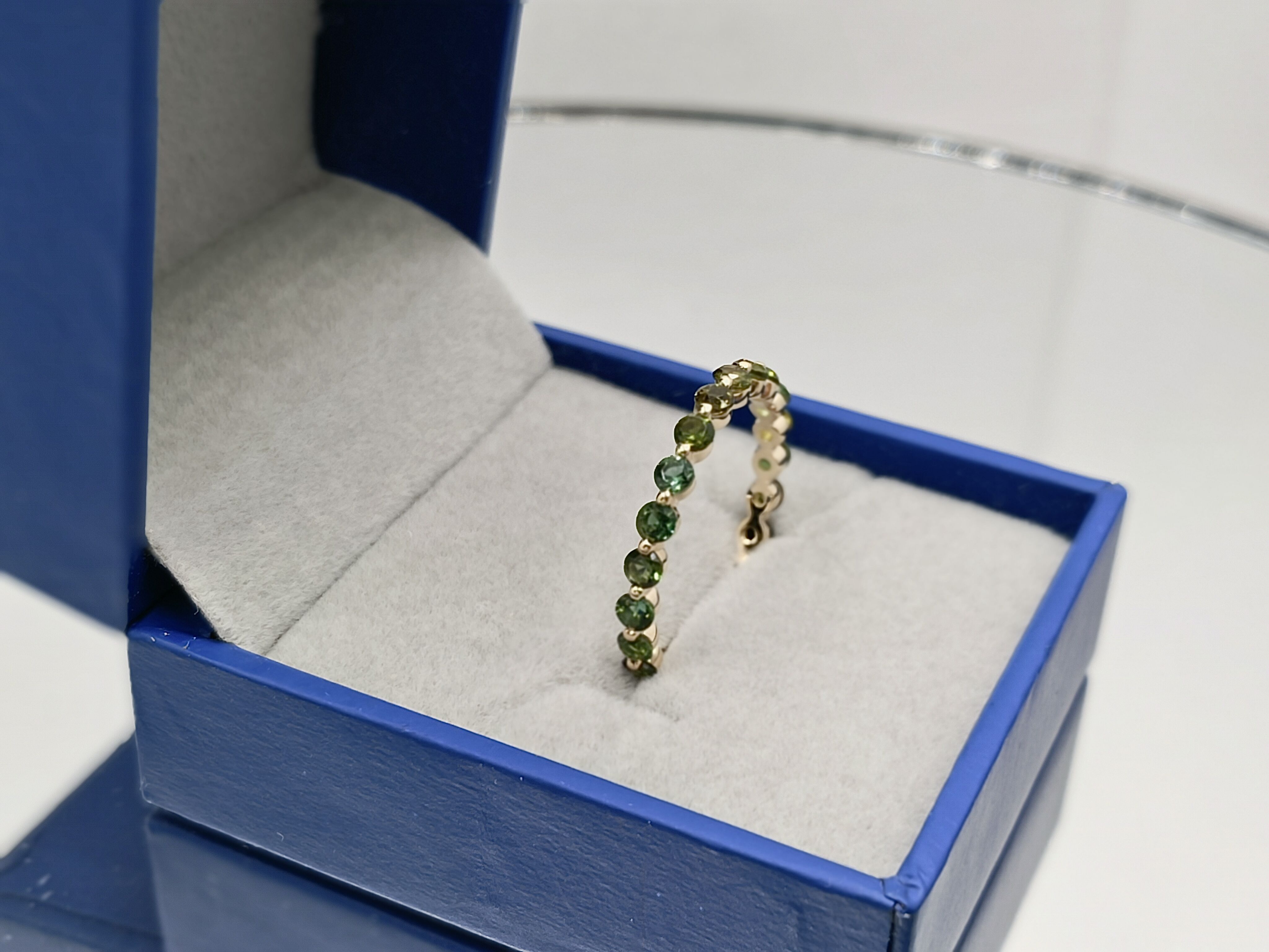 Real 14k Gold Band Ring 2.5mm Natural Green Tourmaline Natural Gemstone Rings  3