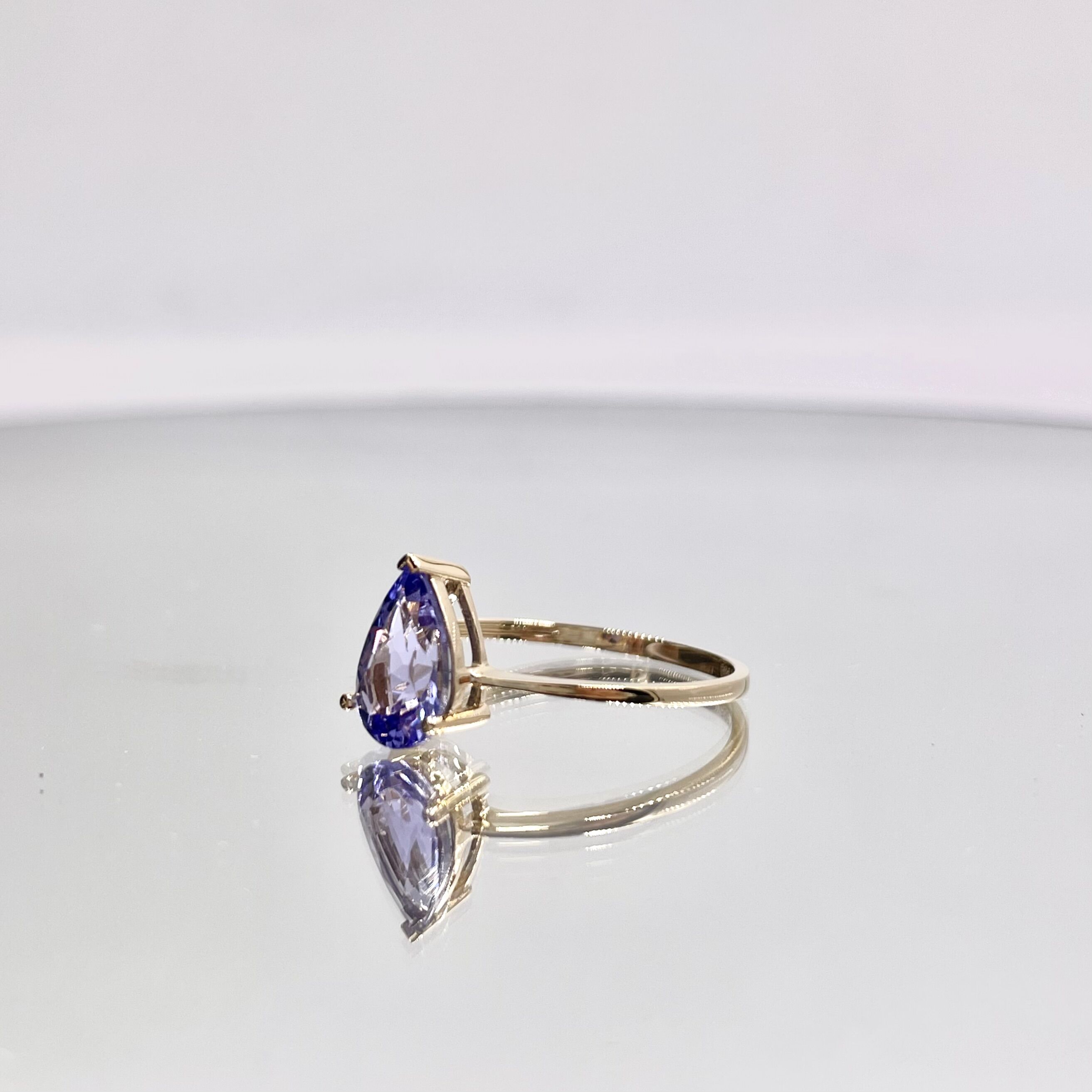 Real 14k Yellow Gold Ring with 1.5ct 6.0x9.0mm Classic Design Pear Cut Natural Gem AA Tanzanite-2