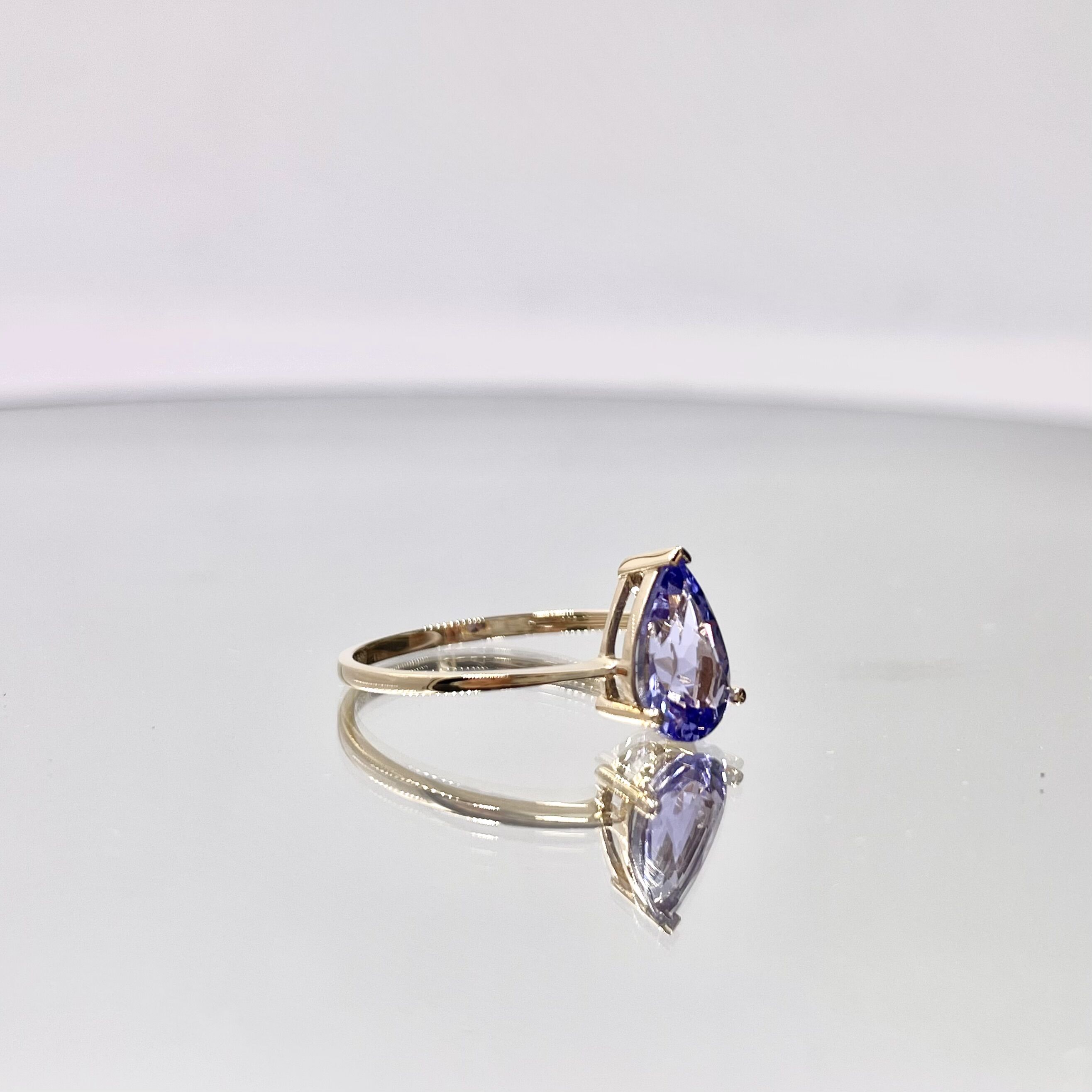 Real 14k Yellow Gold Ring with 1.5ct 6.0x9.0mm Classic Design Pear Cut Natural Gem AA Tanzanite-3