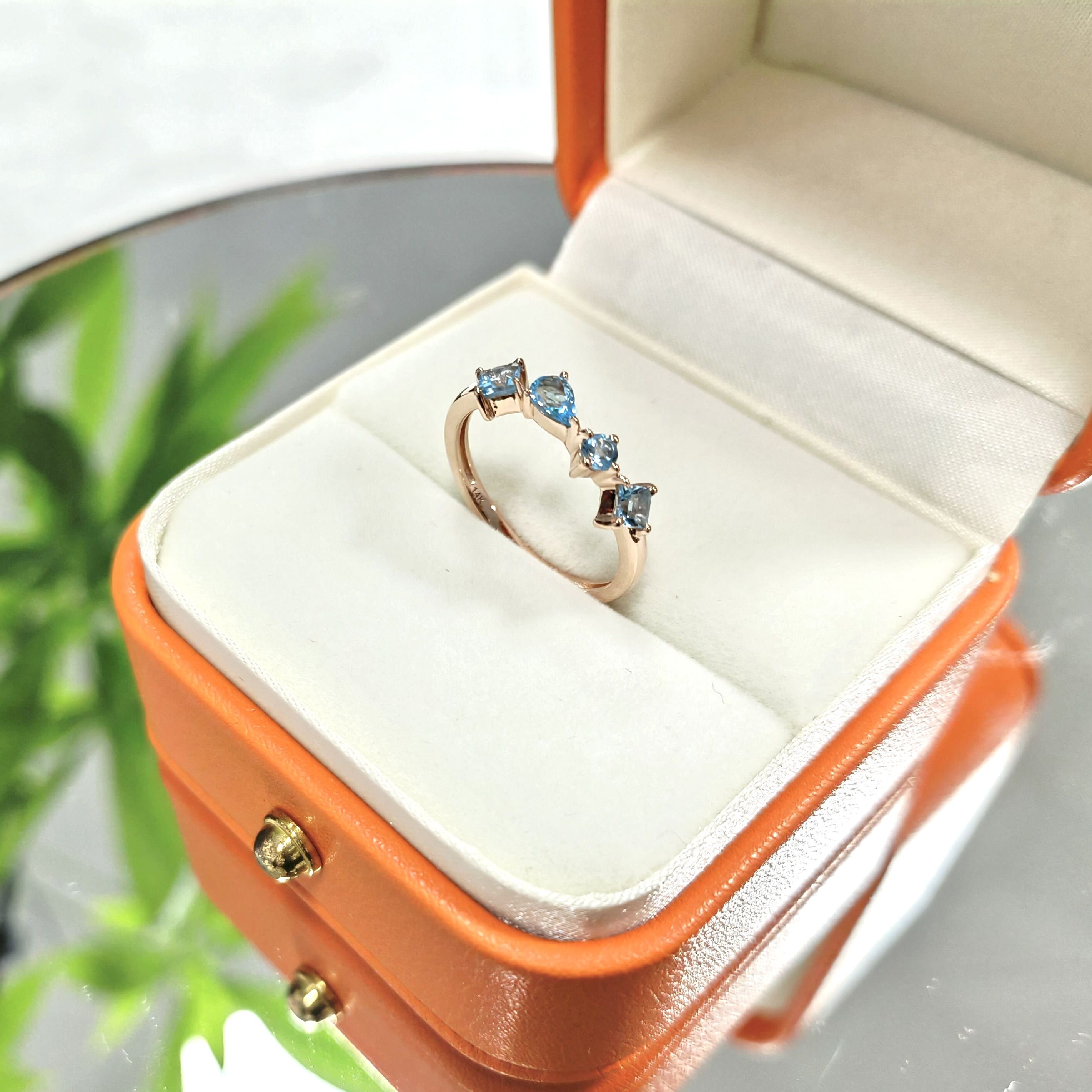 Natural Topaz Ring Swiss Blue Topaz 10k/14k/18k Solid Gold Jewelry Women Ring Christmas Gift