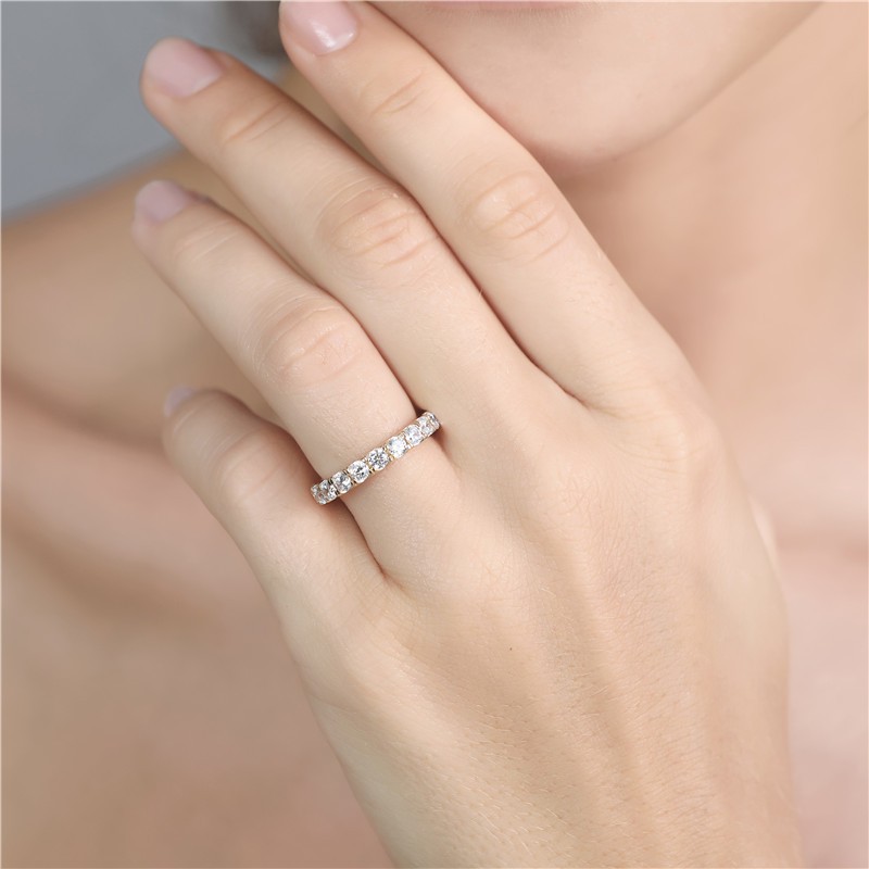 14K Solid Yellow Gold Row Diamond Ring Round Cut Shape Wedding  Engagement Ring (1)
