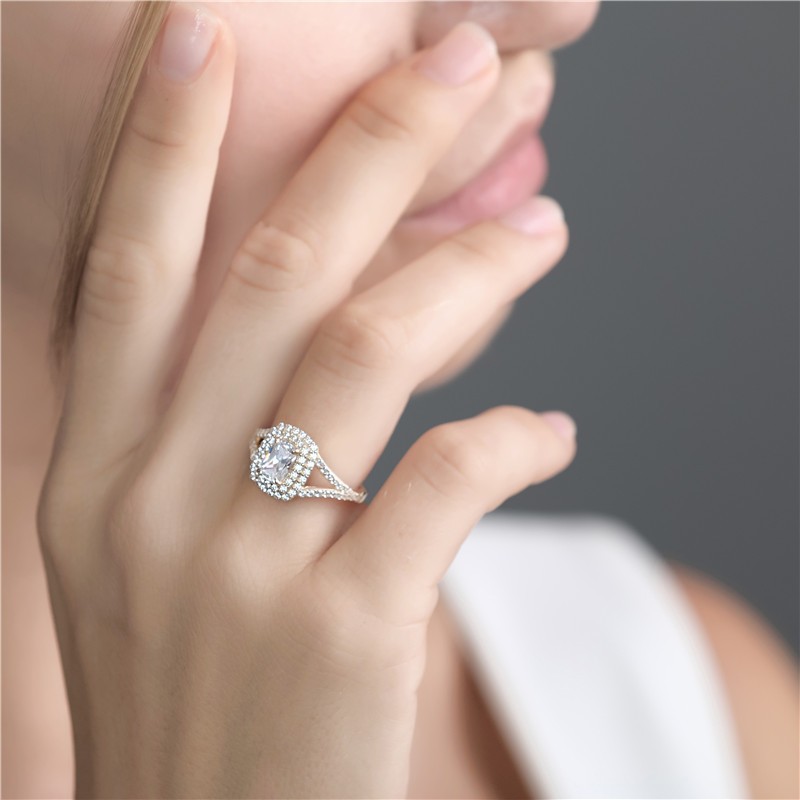 1ct Halo Style Octagon Cut Shape Diamond Ring for Elegant Classy Luxury Wedding (5)
