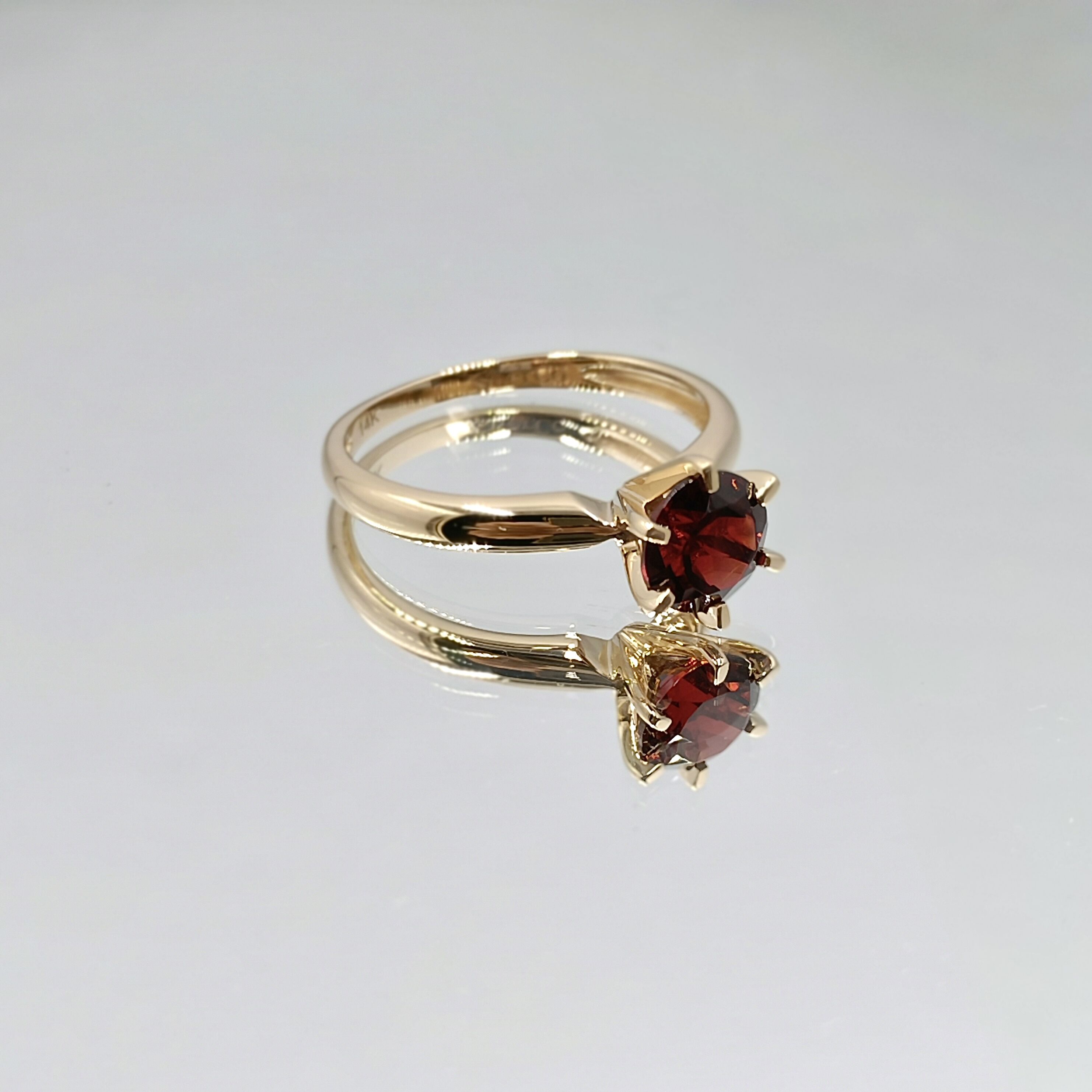 Solitaire Gold Ring Gemstone Rings Red Ruby Round Cut Engagement Ring 14k Gold Jewelry Garnet Stone Ring-3