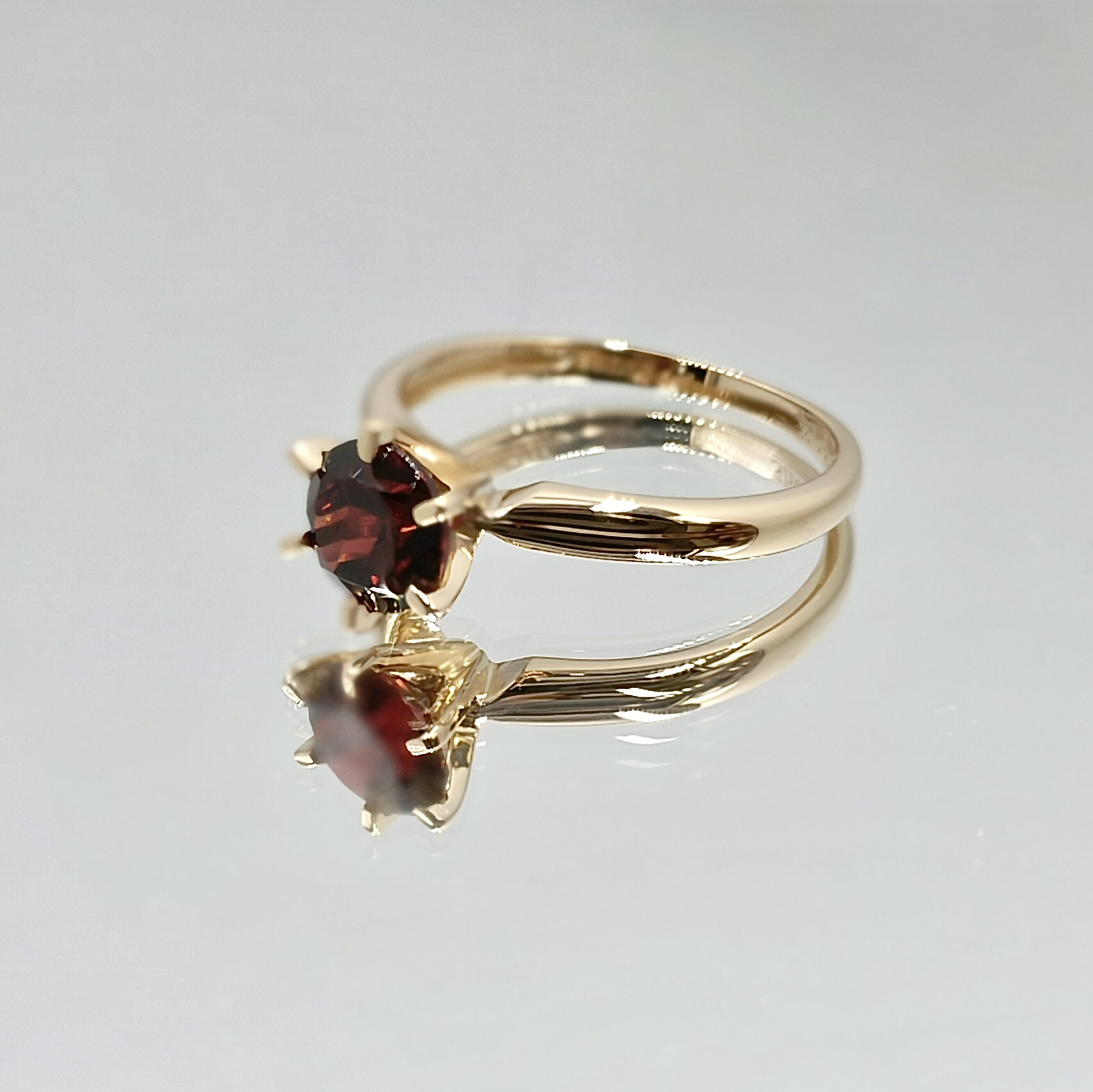 Solitaire Gold Ring Gemstone Rings Red Ruby Round Cut Engagement Ring 14k Gold Jewelry Garnet Stone Ring