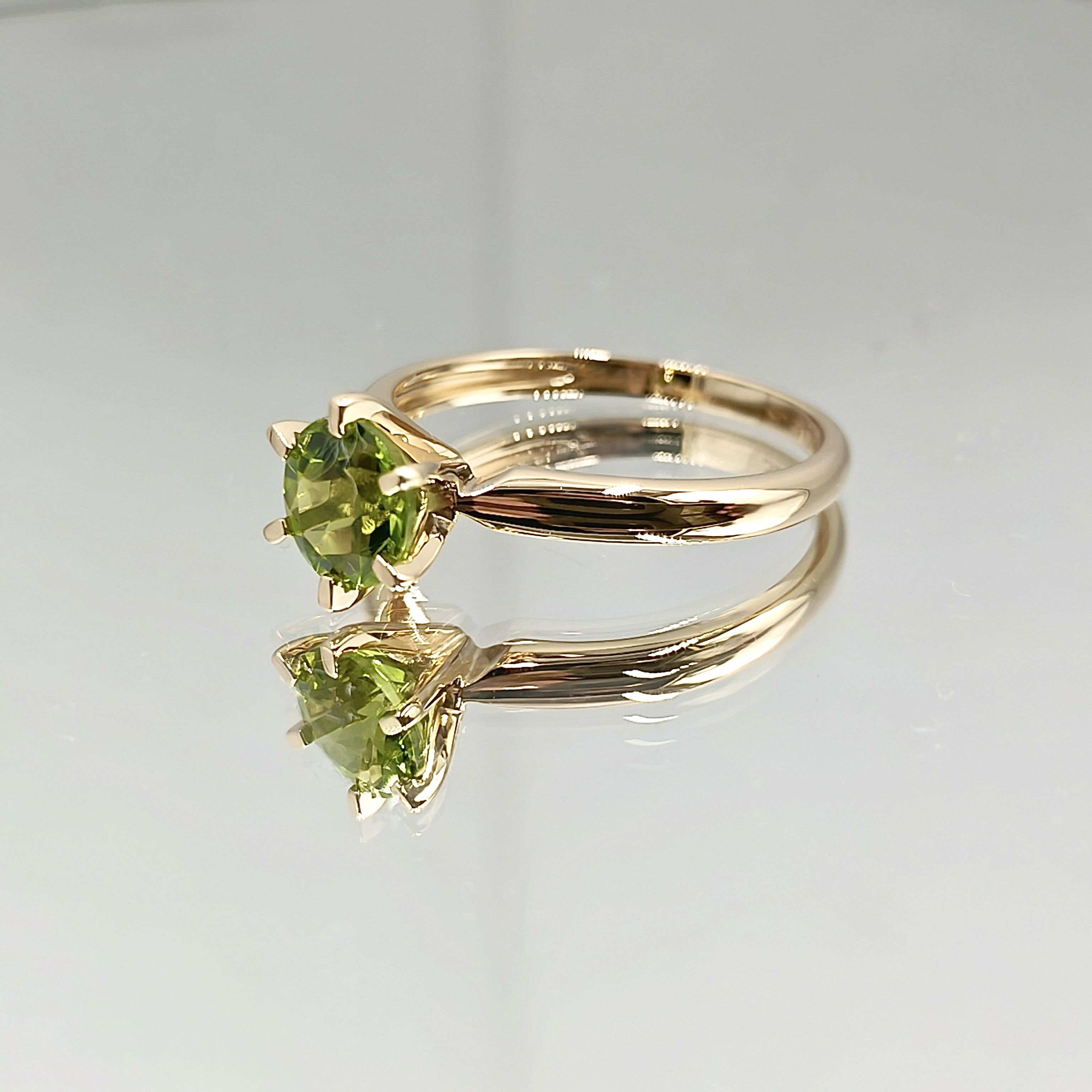 Six-claw Gemstone Rings Green Engagement Ring 14k Jewelry Peridot Stone Ring-2