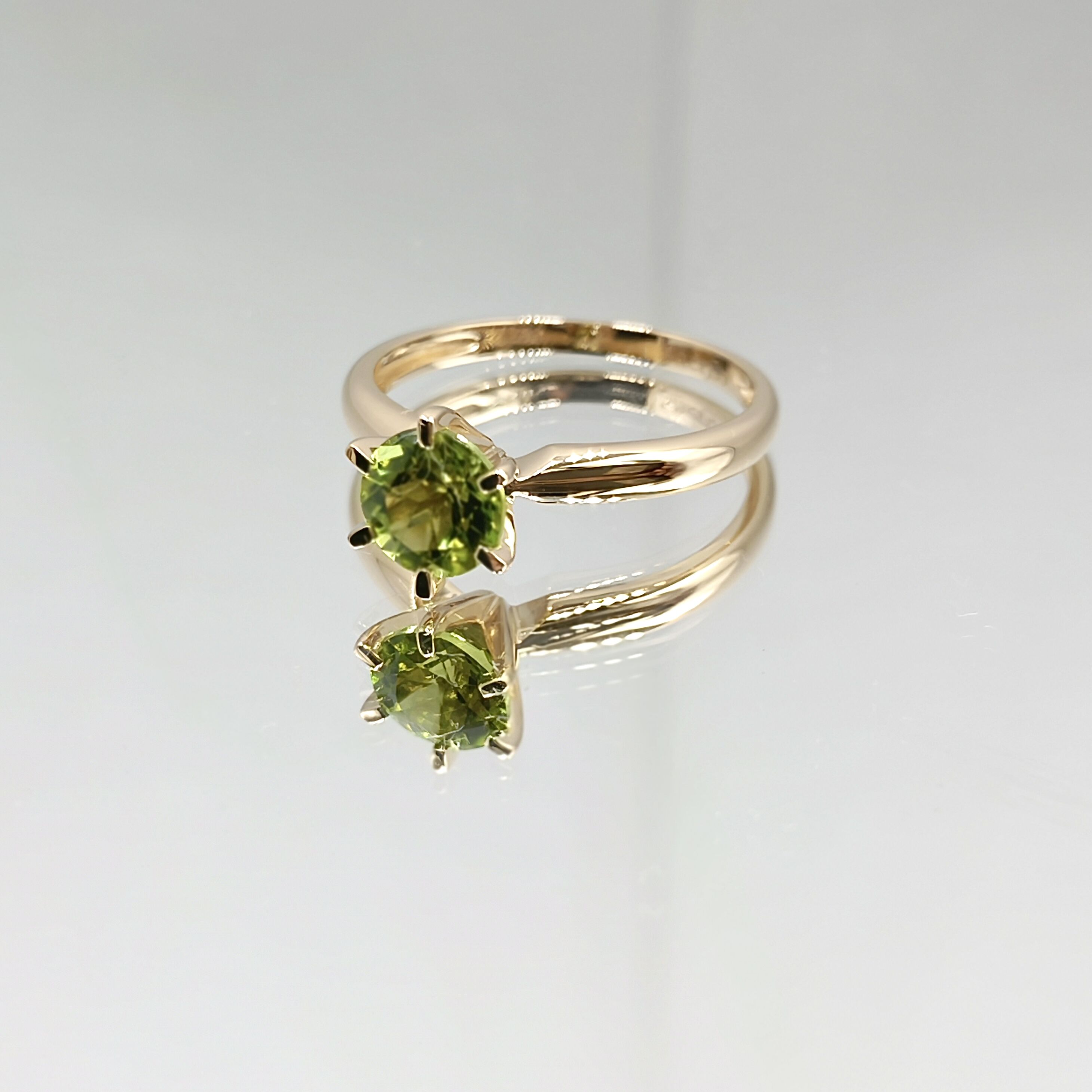 Six-claw Gemstone Rings Green Engagement Ring 14k Jewelry Peridot Stone Ring-3